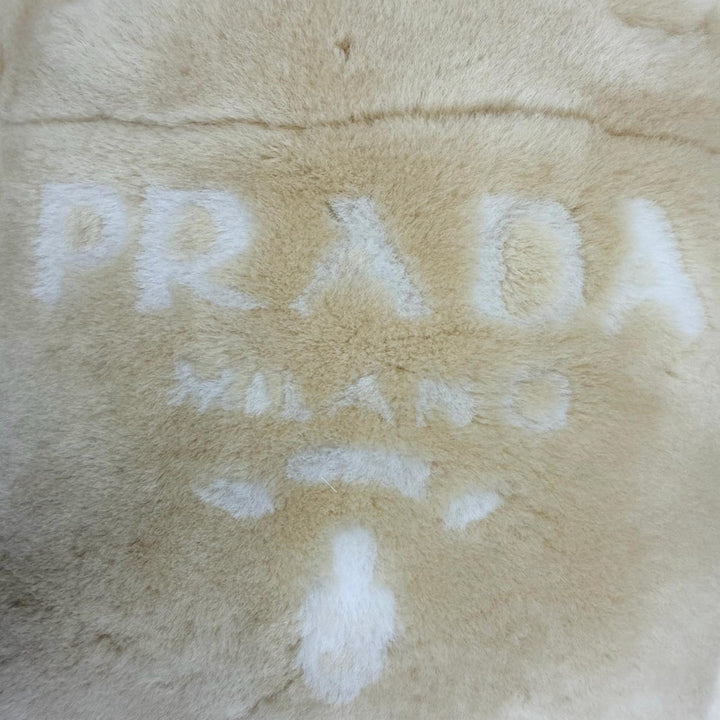 Excellent PRADA Shoulder Bag Terry Shearling Tote Triangle logo 2WAY 1BG447