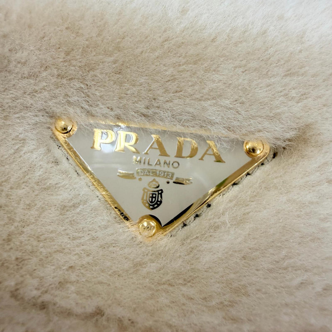 Excellent PRADA Shoulder Bag Terry Shearling Tote Triangle logo 2WAY 1BG447