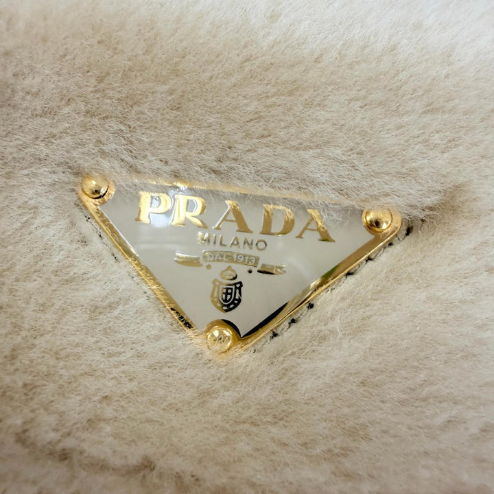 Excellent PRADA Shoulder Bag Terry Shearling Tote Triangle logo 2WAY 1BG447