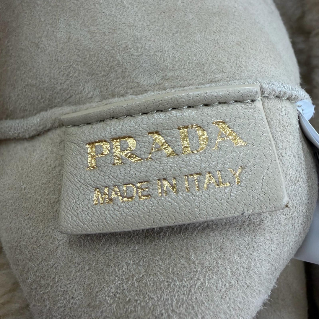 Excellent PRADA Shoulder Bag Terry Shearling Tote Triangle logo 2WAY 1BG447