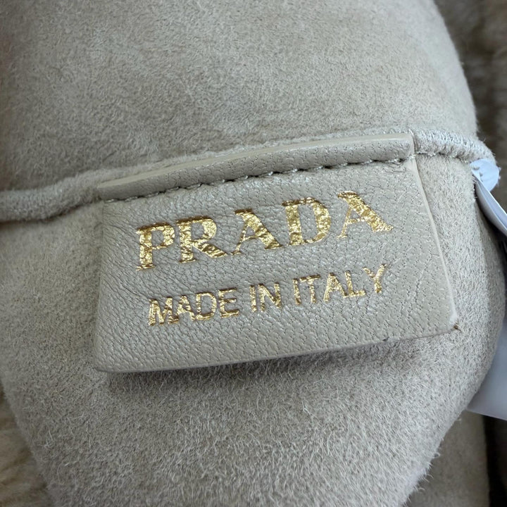 Excellent PRADA Shoulder Bag Terry Shearling Tote Triangle logo 2WAY 1BG447