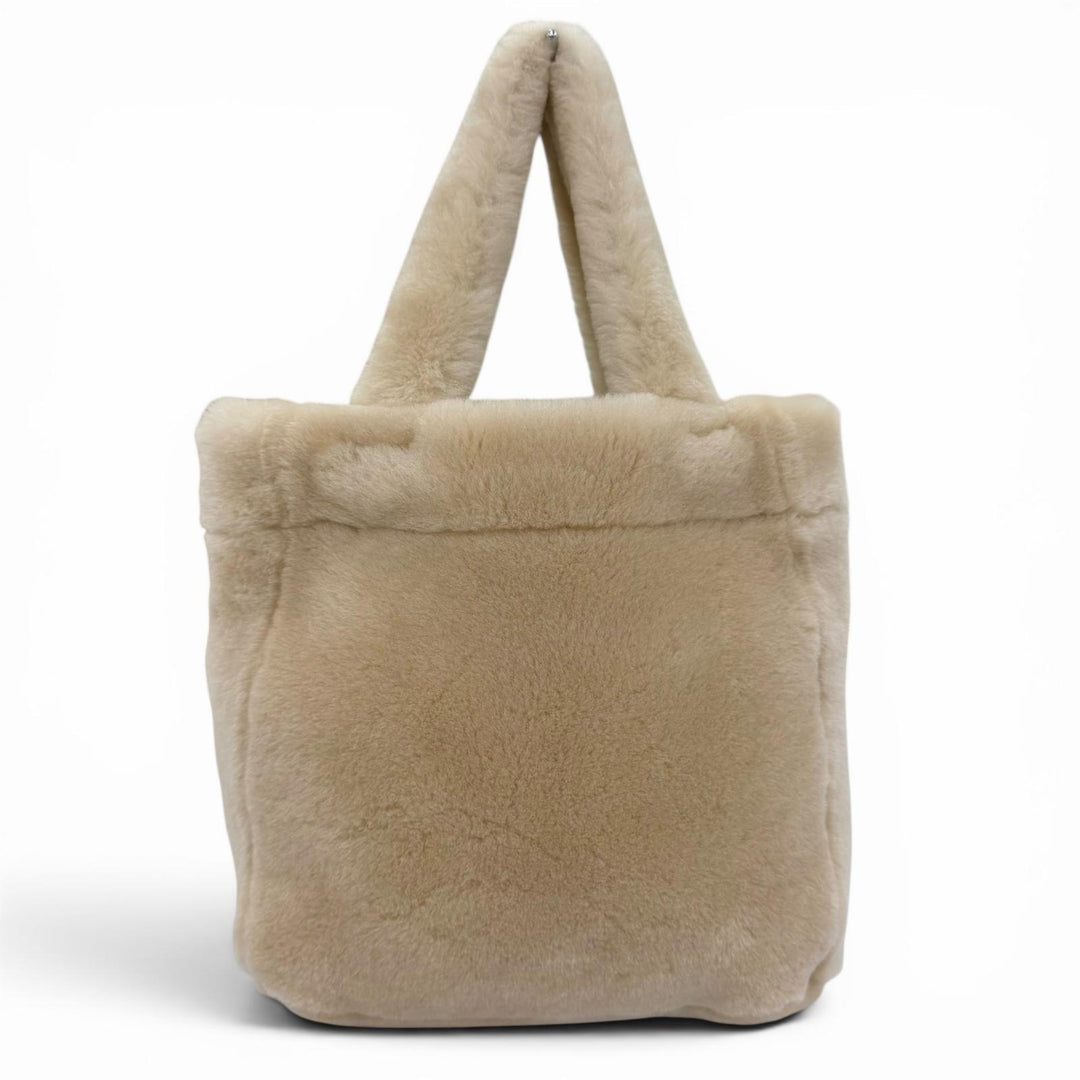 Excellent PRADA Shoulder Bag Terry Shearling Tote Triangle logo 2WAY 1BG447