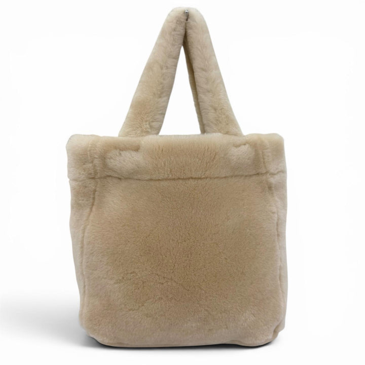Excellent PRADA Shoulder Bag Terry Shearling Tote Triangle logo 2WAY 1BG447