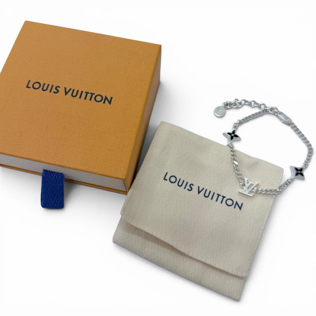 Great LOUIS VUITTON bracelet LV Spike Monogram flower Silver AG925