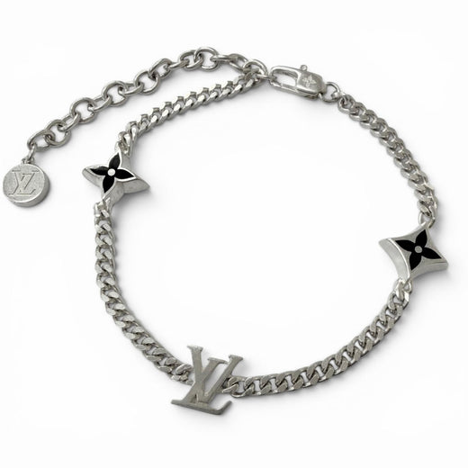 Great LOUIS VUITTON bracelet LV Spike Monogram flower Silver AG925