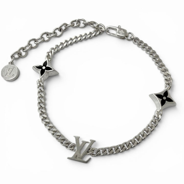 Great LOUIS VUITTON bracelet LV Spike Monogram flower Silver AG925