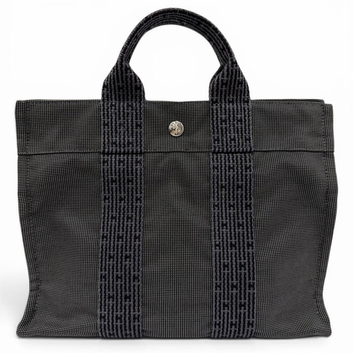 Excellent HERMES Handbag Her Line PM Serie Metal Canvas Tote Bag gray Women