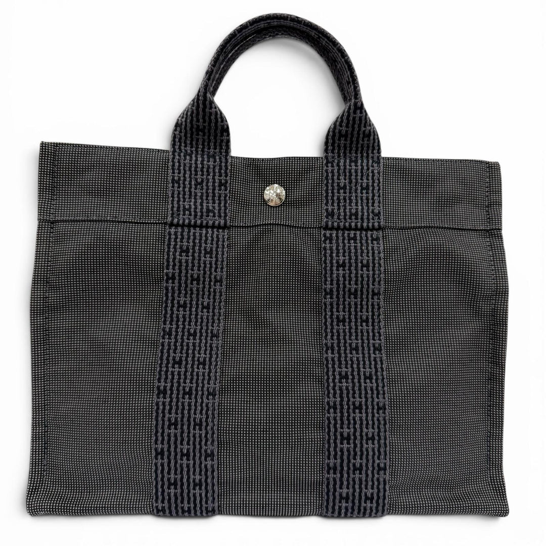 Excellent HERMES Handbag Her Line PM Serie Metal Canvas Tote Bag gray Women