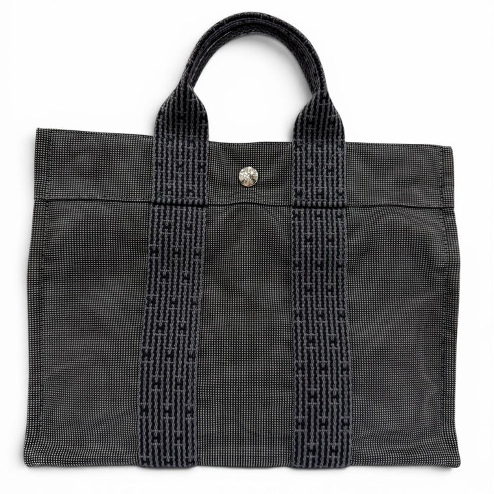 Excellent HERMES Handbag Her Line PM Serie Metal Canvas Tote Bag gray Women