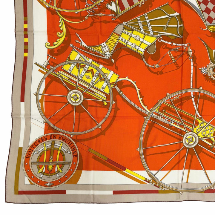 Pristine HERMES scarf Carriages in elaborate designs cashmere Women