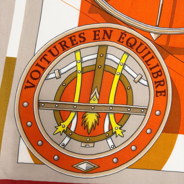 Pristine HERMES scarf Carriages in elaborate designs cashmere Women