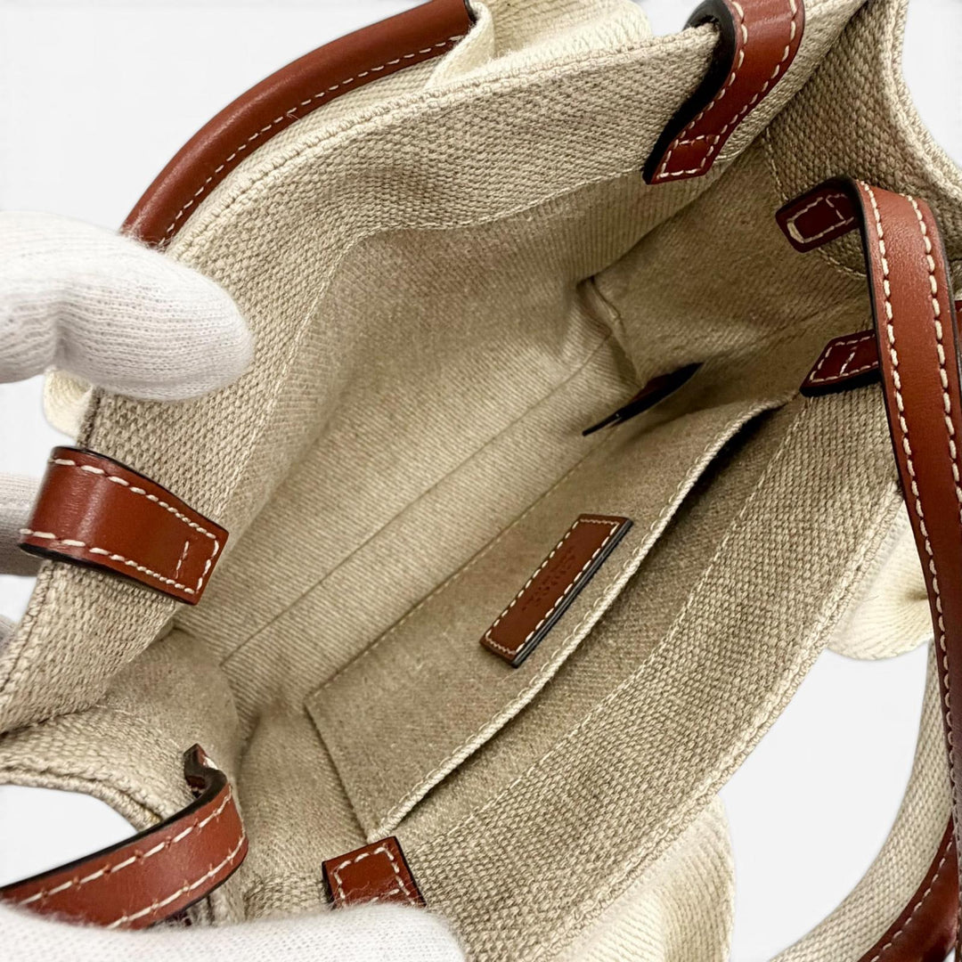 Excellent Chloe Shoulder Bag Woody Mini Tote Bag logo linen CHC22AP237I2690U