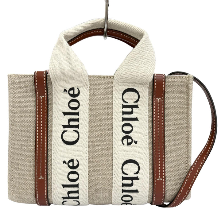 Excellent Chloe Shoulder Bag Woody Mini Tote Bag logo linen CHC22AP237I2690U