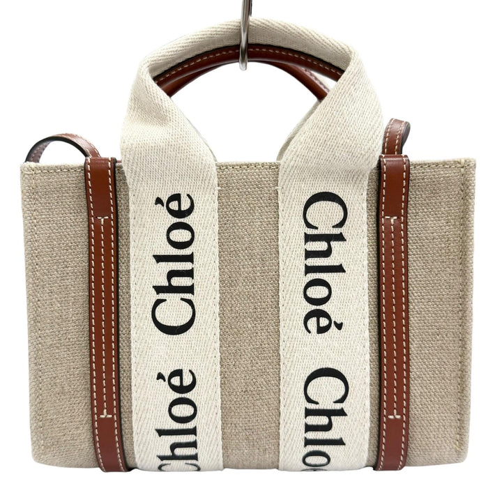 Excellent Chloe Shoulder Bag Woody Mini Tote Bag logo linen CHC22AP237I2690U