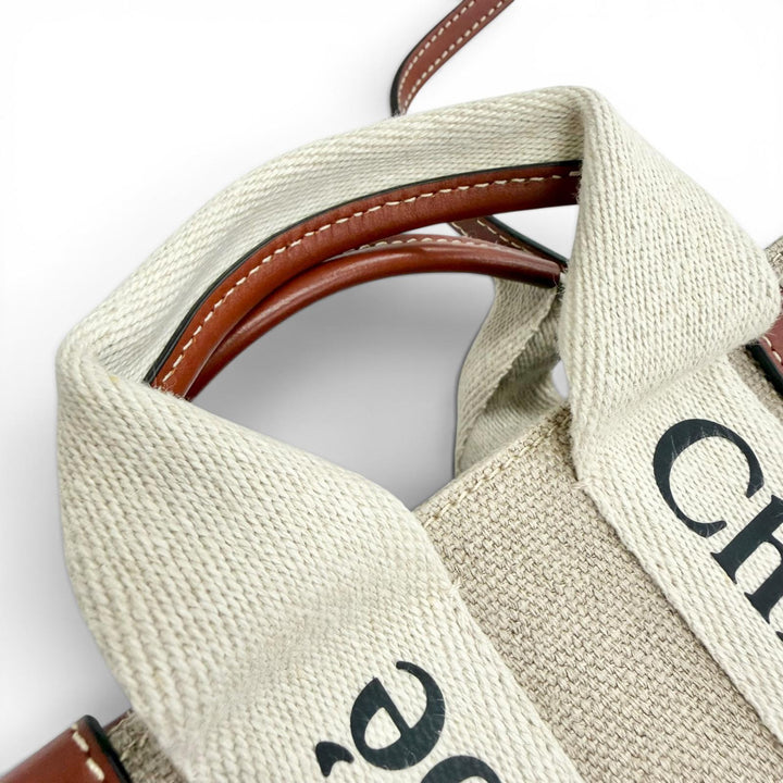 Excellent Chloe Shoulder Bag Woody Mini Tote Bag logo linen CHC22AP237I2690U