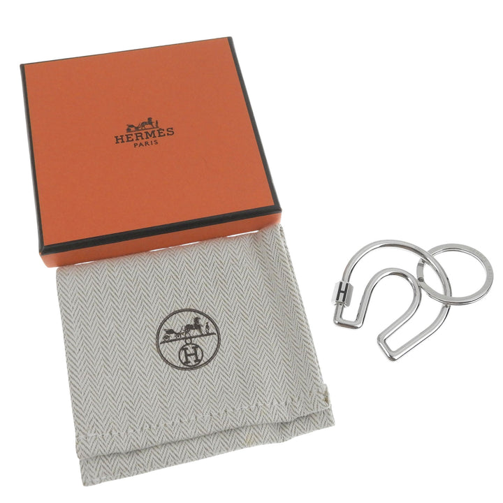 Excellent HERMES key ring Fair a Cheval Key ring Silver metal mens