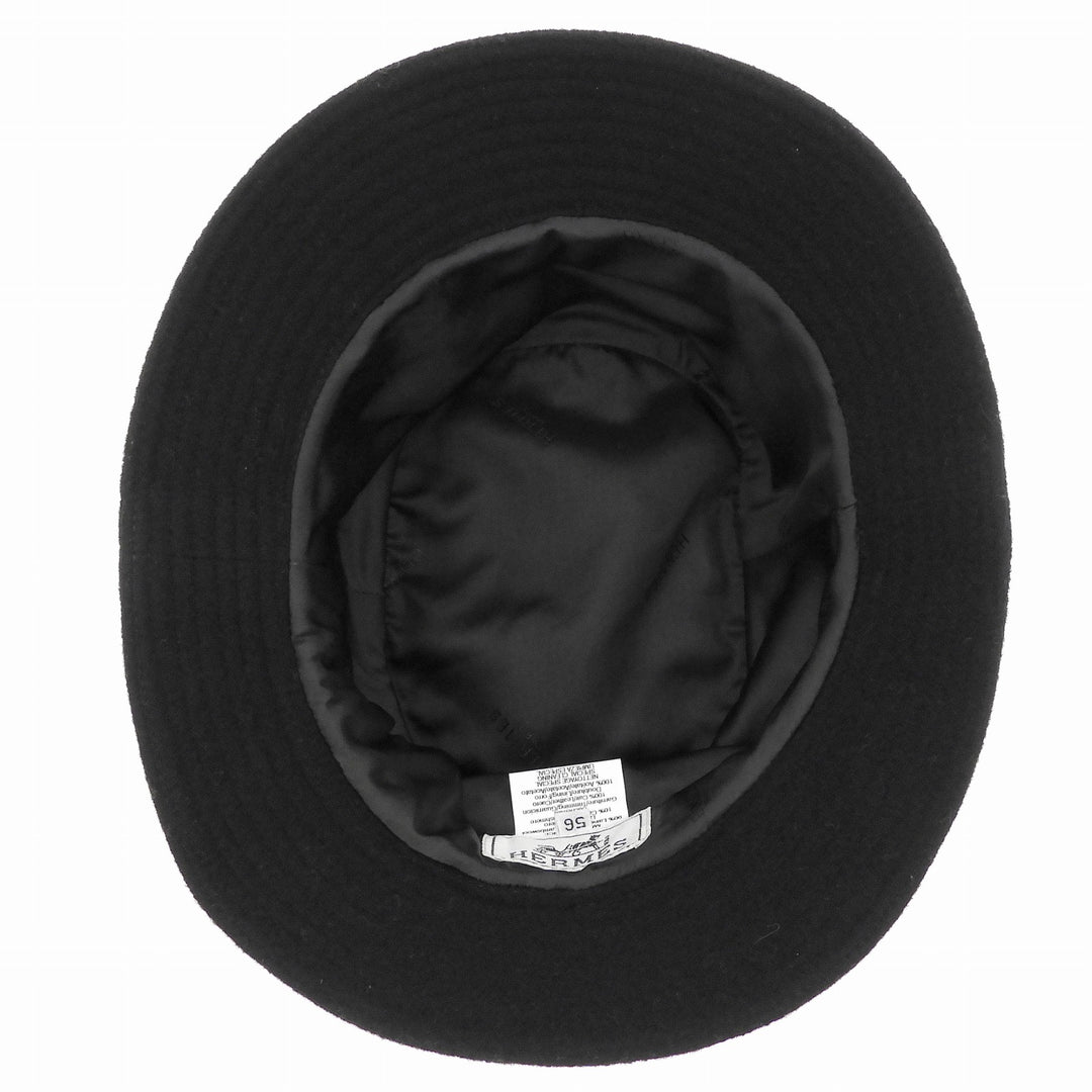 Great HERMES hat Side-zip bucket black wool Women 56