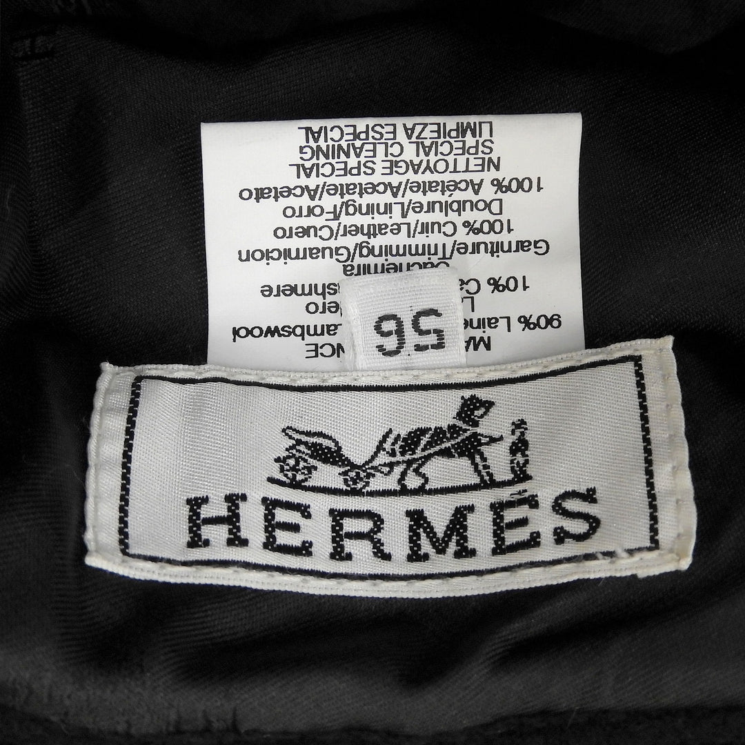 Great HERMES hat Side-zip bucket black wool Women 56