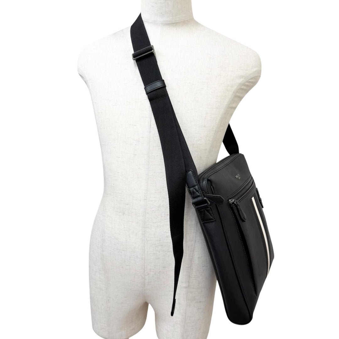Excellent BALLY Shoulder Bag MECOY Bally Stripe Bovin Leather Crossbody