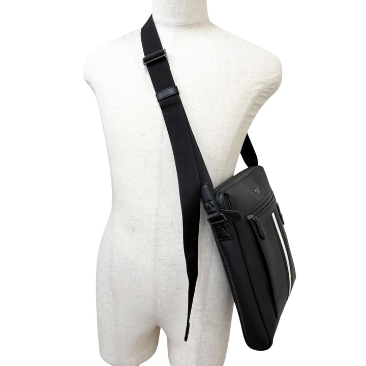 Excellent BALLY Shoulder Bag MECOY Bally Stripe Bovin Leather Crossbody