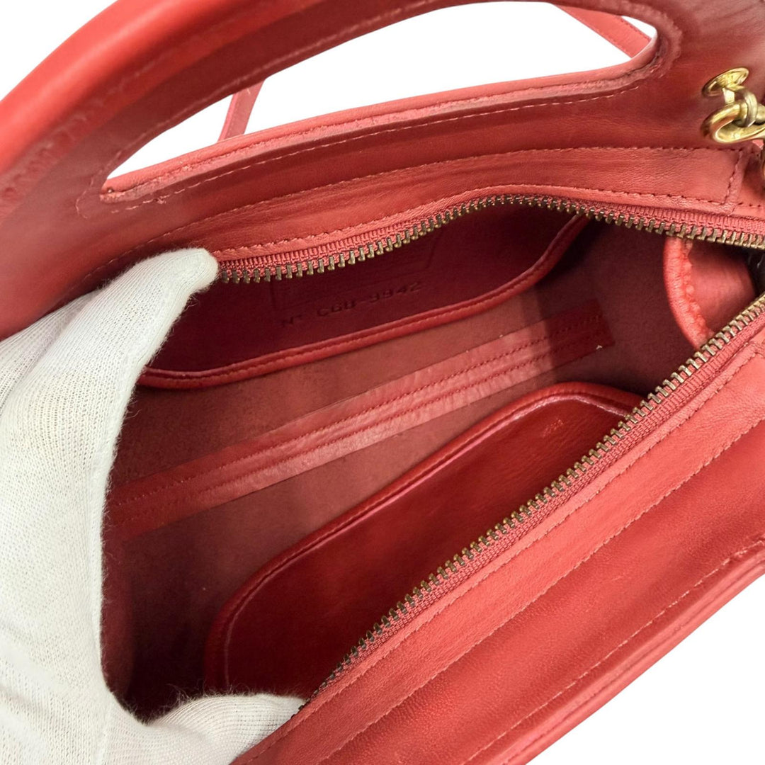 Great COACH Shoulder Bag Old Coach 9942 Glove Leather 2-Way Handbag Red