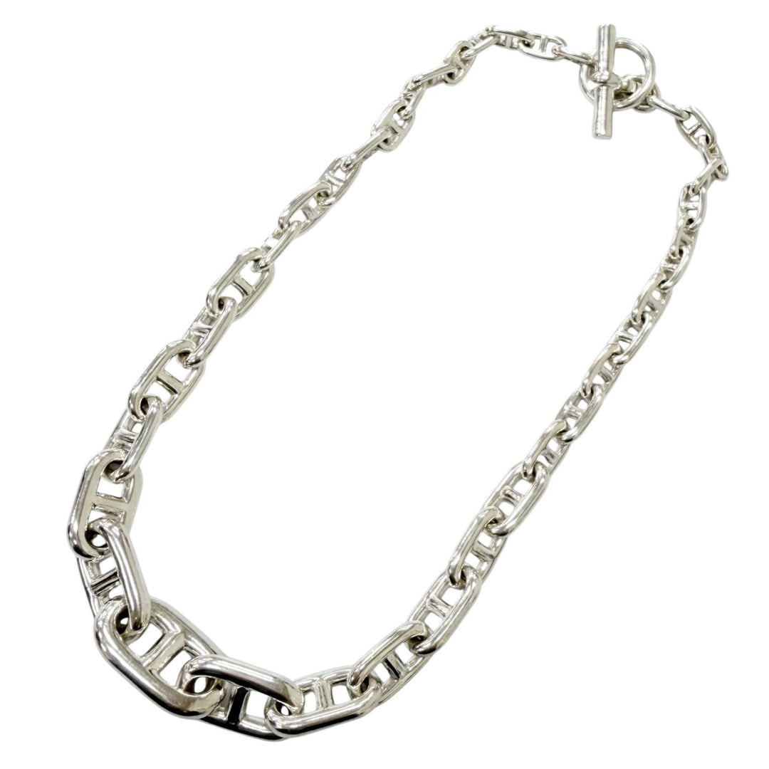 Great HERMES Necklace Chaine d'Ancre Crescendo Initial Frame 37 frames 925