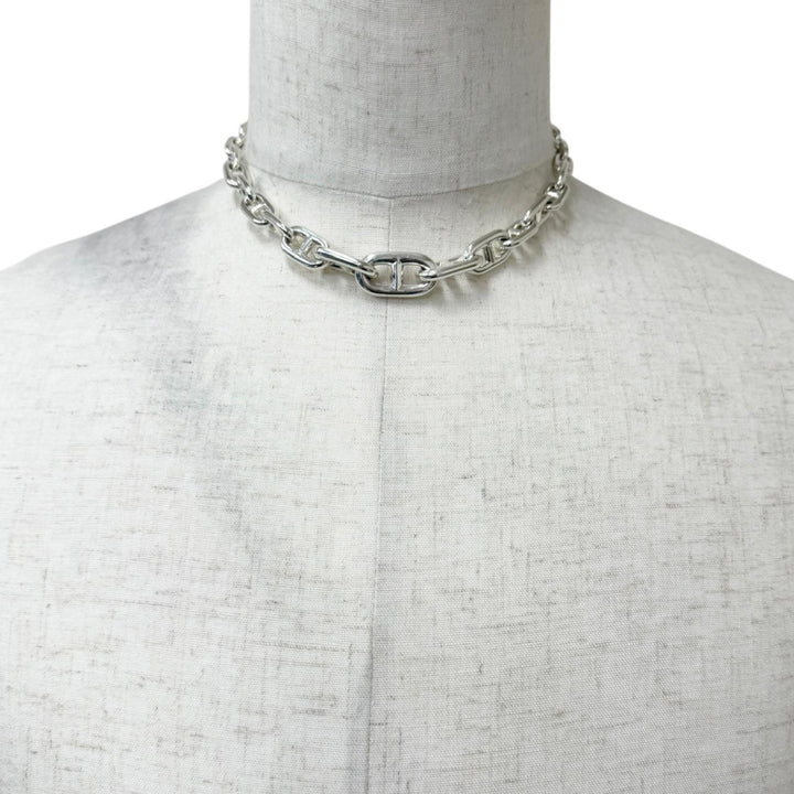 Great HERMES Necklace Chaine d'Ancre Crescendo Initial Frame 37 frames 925
