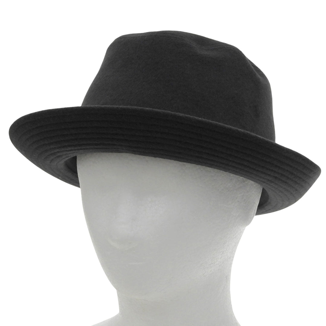 Great HERMES hat Leather ribbon fedora hat black cashmere mens 58