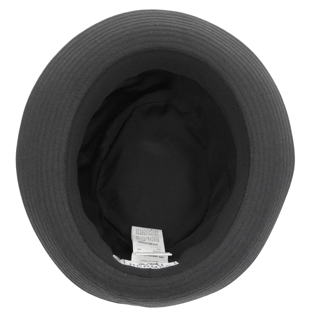 Great HERMES hat Leather ribbon fedora hat black cashmere mens 58