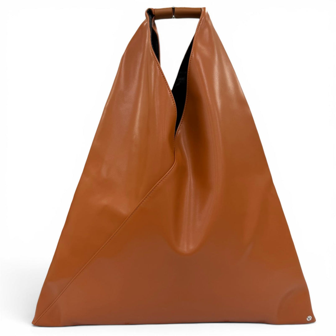 Excellent MM6 Maison Margiela Tote Bag Japanese Classic Medium PU Leather Brown