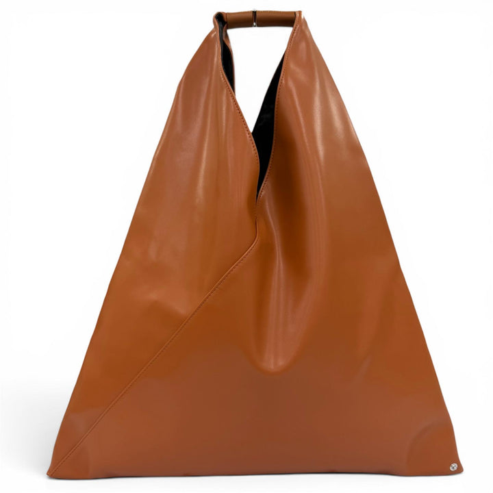 Excellent MM6 Maison Margiela Tote Bag Japanese Classic Medium PU Leather Brown