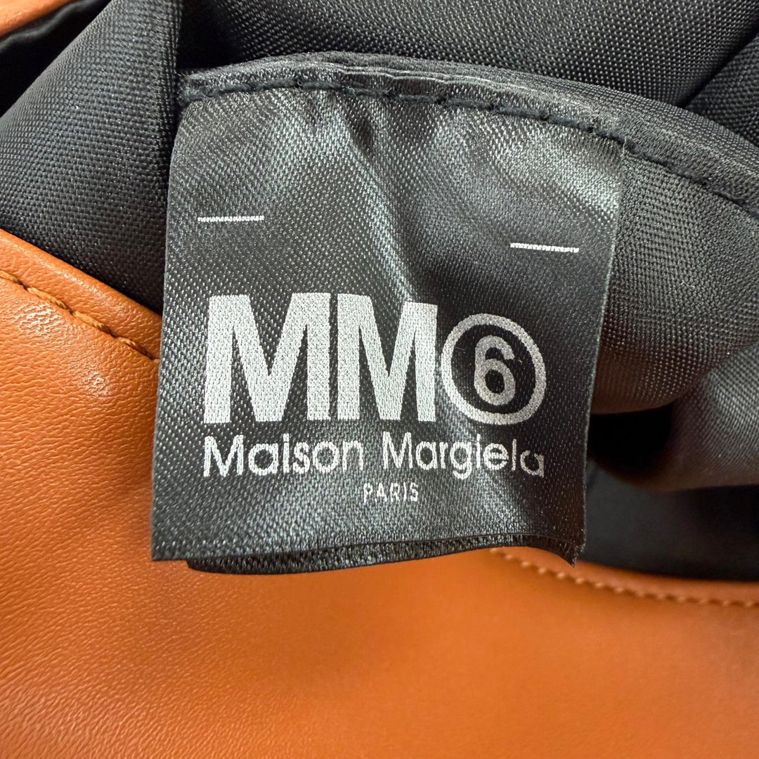 Excellent MM6 Maison Margiela Tote Bag Japanese Classic Medium PU Leather Brown
