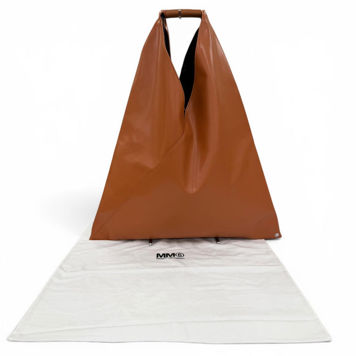 Excellent MM6 Maison Margiela Tote Bag Japanese Classic Medium PU Leather Brown