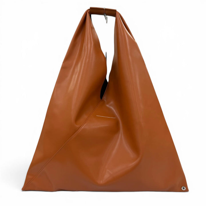 Excellent MM6 Maison Margiela Tote Bag Japanese Classic Medium PU Leather Brown