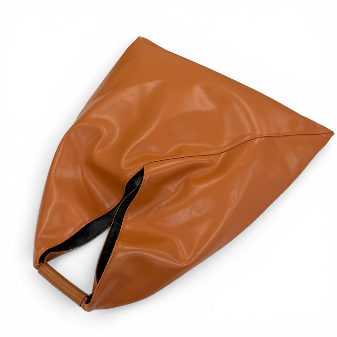 Excellent MM6 Maison Margiela Tote Bag Japanese Classic Medium PU Leather Brown