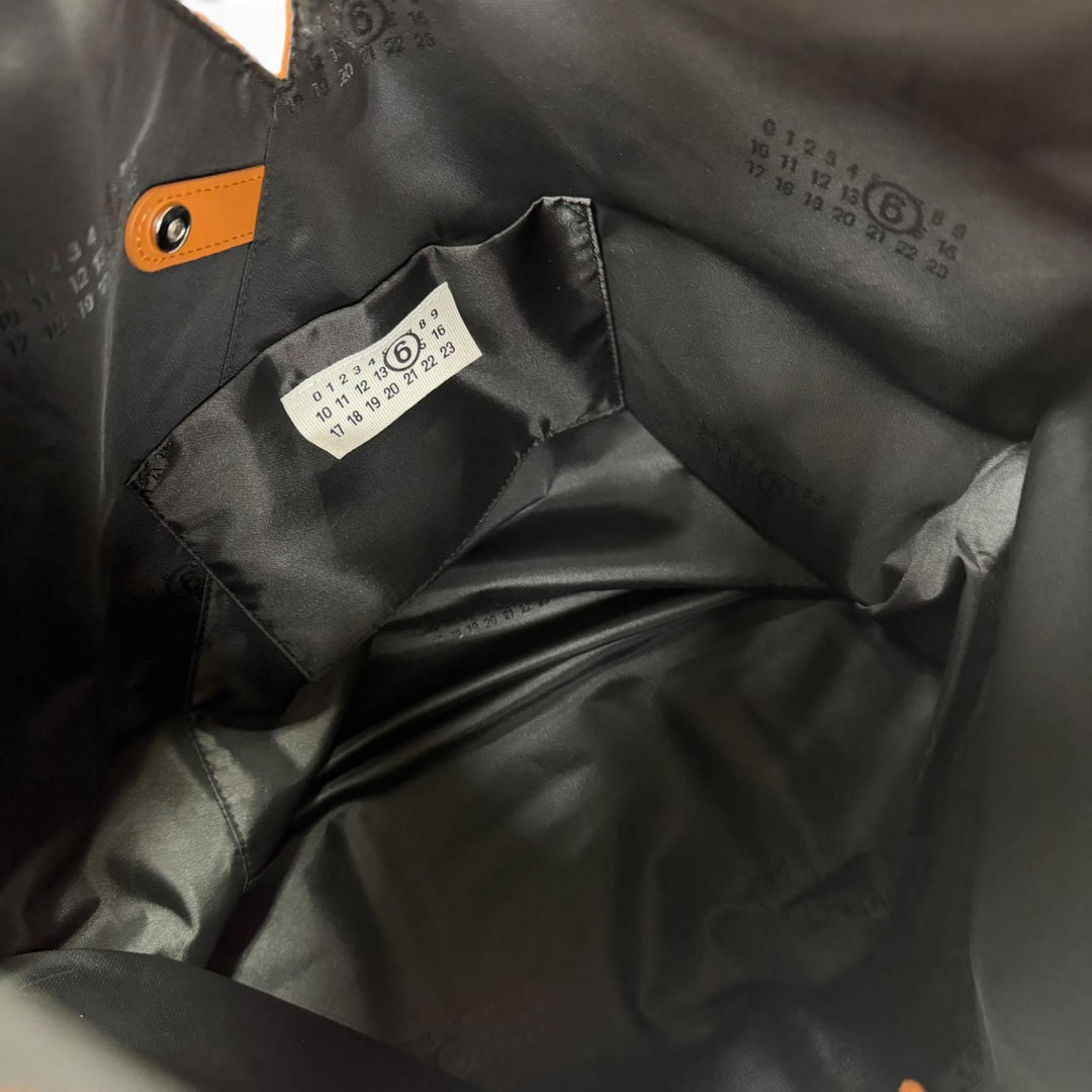 Excellent MM6 Maison Margiela Tote Bag Japanese Classic Medium PU Leather Brown