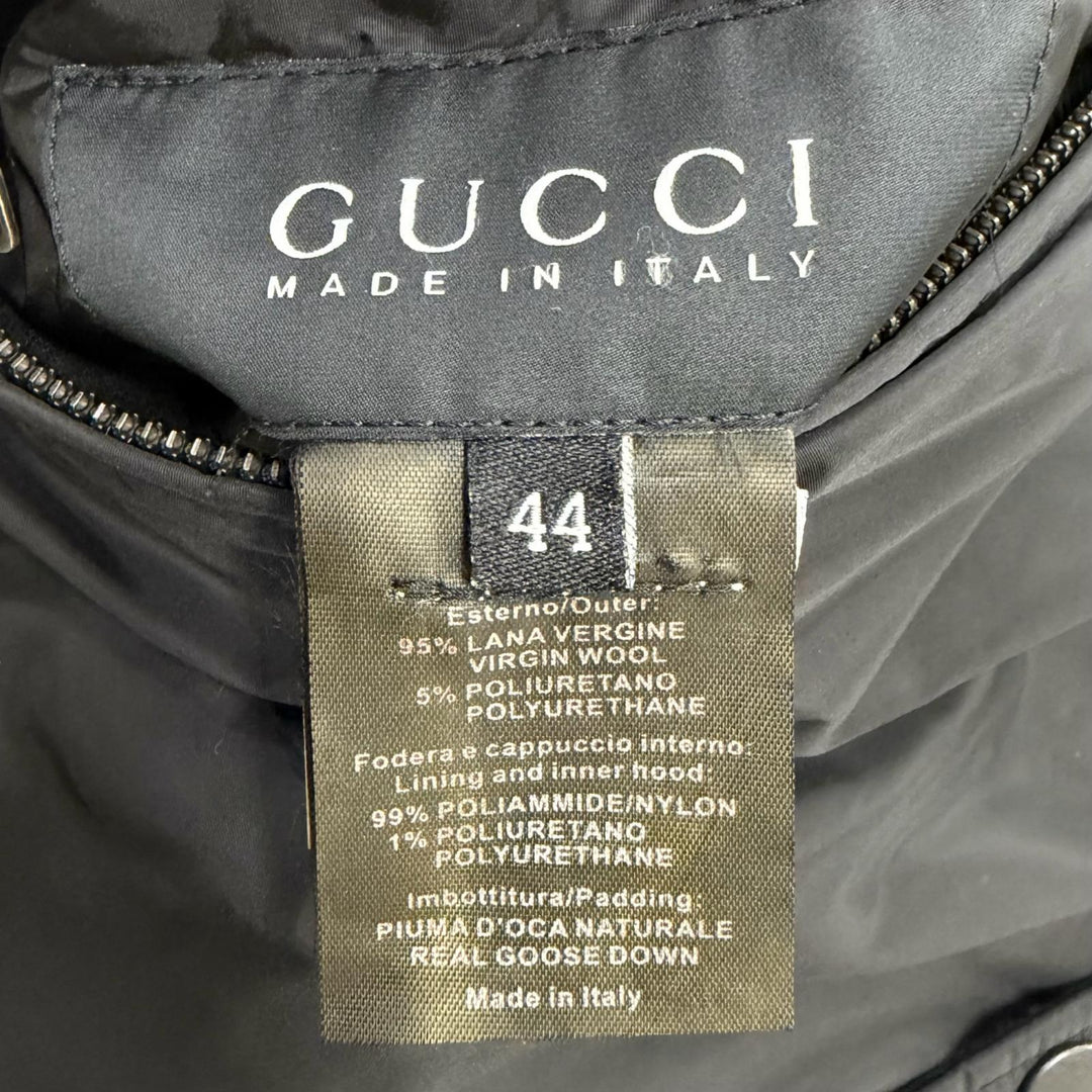 Excellent GUCCI Down jacket Tom Ford era logo button reversible black wool