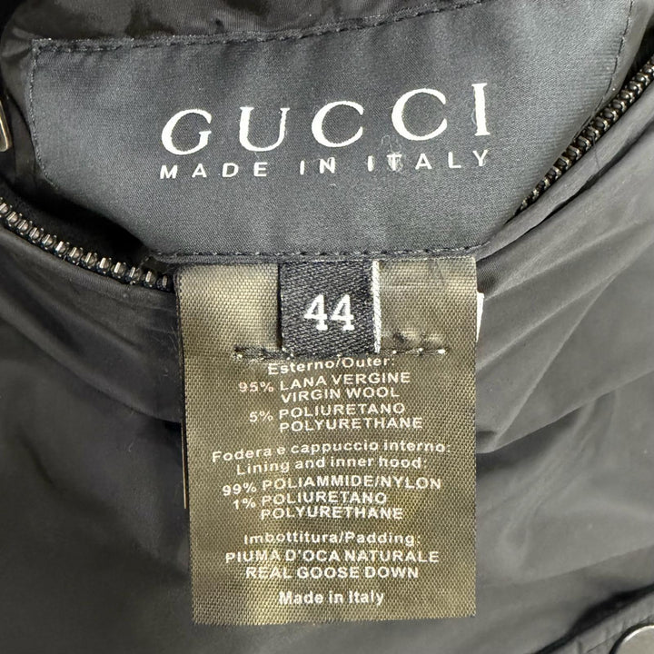 Excellent GUCCI Down jacket Tom Ford era logo button reversible black wool