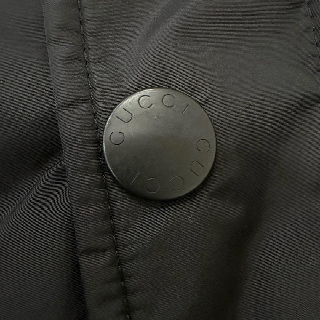 Excellent GUCCI Down jacket Tom Ford era logo button reversible black wool
