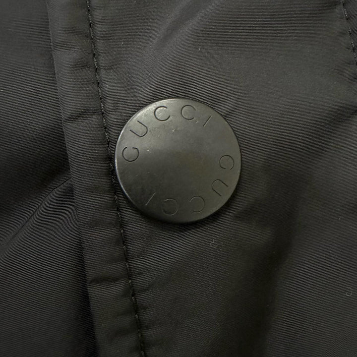 Excellent GUCCI Down jacket Tom Ford era logo button reversible black wool