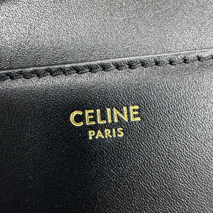 Great CELINE Shoulder Bag small 16 saises Satinated calfskin 2-way handbag black