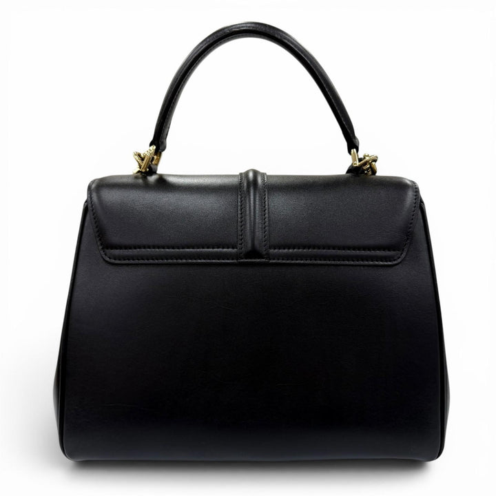 Great CELINE Shoulder Bag small 16 saises Satinated calfskin 2-way handbag black