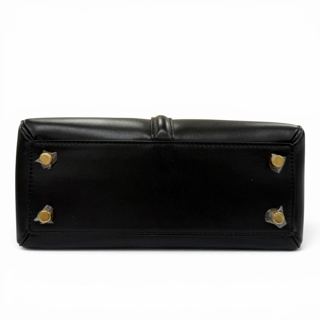 Great CELINE Shoulder Bag small 16 saises Satinated calfskin 2-way handbag black