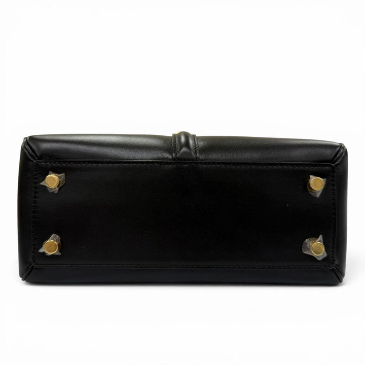 Great CELINE Shoulder Bag small 16 saises Satinated calfskin 2-way handbag black