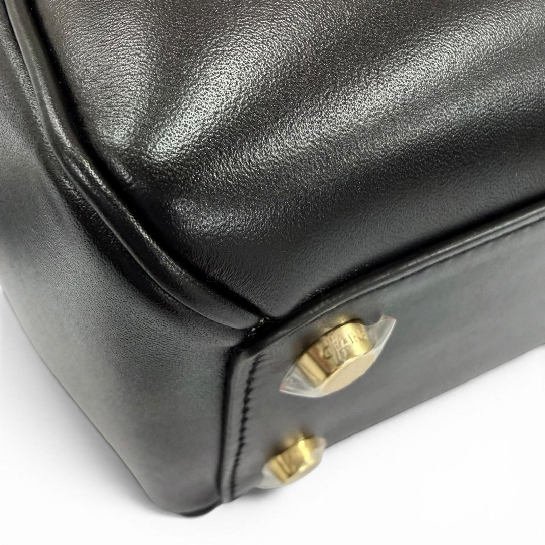 Great CELINE Shoulder Bag small 16 saises Satinated calfskin 2-way handbag black