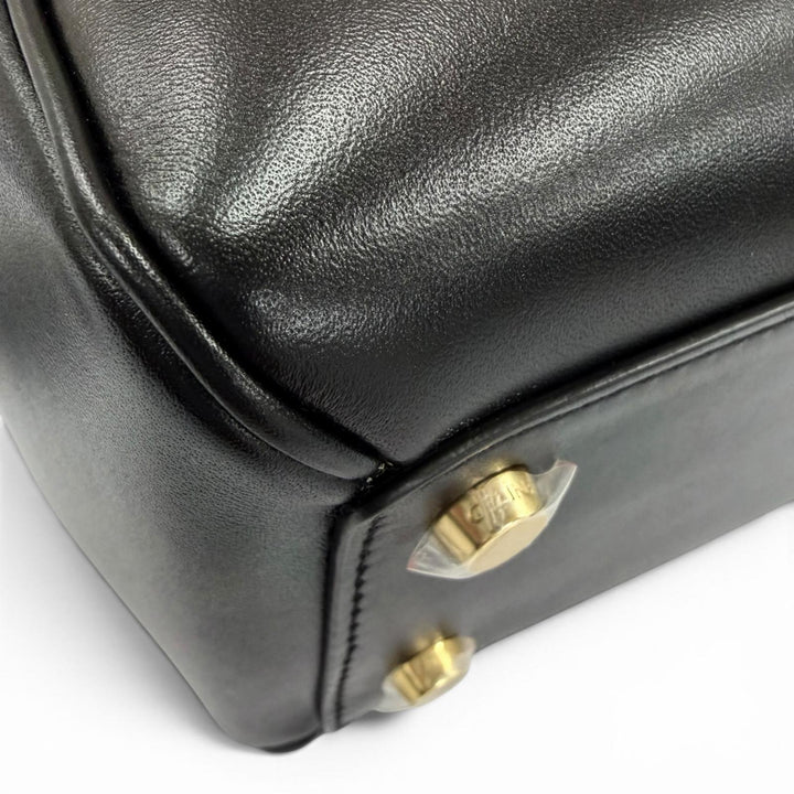 Great CELINE Shoulder Bag small 16 saises Satinated calfskin 2-way handbag black