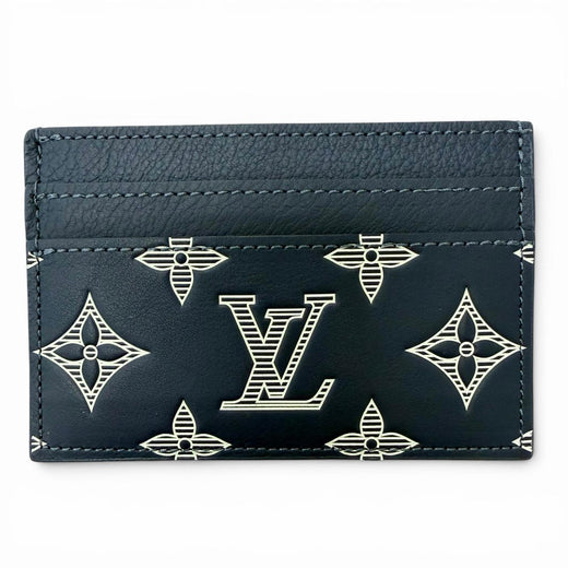 Excellent LOUIS VUITTON Card Case Porto Cult Double Blue Marine Monogram shadow