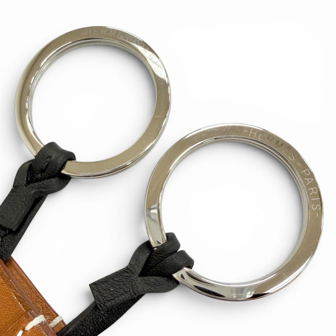 Excellent HERMES Necklace Clochette Buckle Long Necklace leather mens