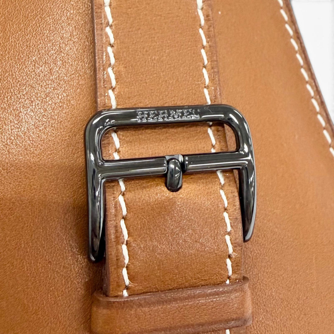 Excellent HERMES Necklace Clochette Buckle Long Necklace leather mens