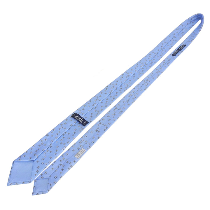 Excellent HERMES tie H-pattern Rabbit Sports Podium Light blue silk mens 6349HA